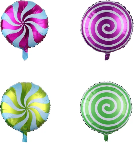 Vista 3 de Candyland - Kit de guirnalda de globos de caramelo de 184 unidades, globos de látex rosa pastel, morado, azul, con globo de aluminio de caramelo Kit