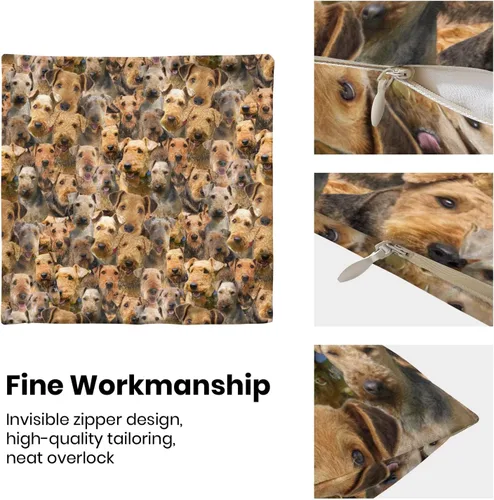 Vista 5 de Regalo para amantes de Airedale Terrier, 2 fundas de almohada de Bingley Terrier, fundas de almohada con estampado de cara de perro, fundas