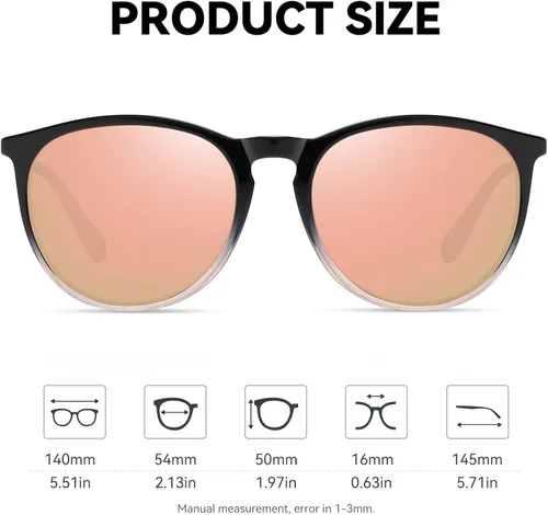 Vista 4 de Fozono Gafas de sol polarizadas redondas retro para mujer, gafas de sol vintage con protección UV