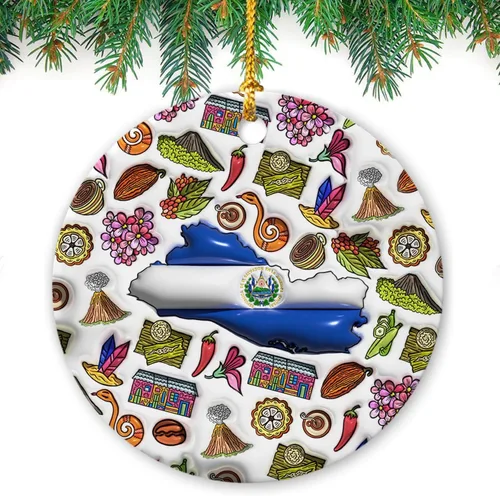 Vista 97 de Lotacy Bandera argentina argentina de Navidad de cerámica 2D impresa adorno con símbolos, decoración del hogar argentina regalos para hombres