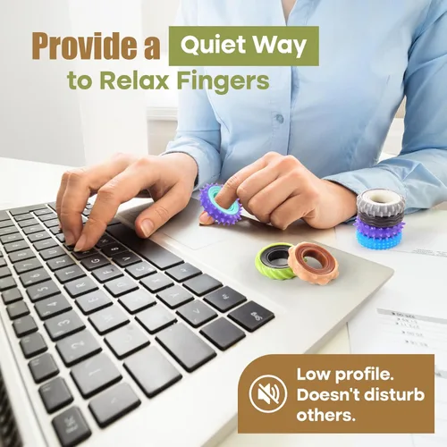 Vista 3 de Juguetes sensoriales para adultos, paquete de 12 anillos giratorios de textura, juguetes sensoriales para aliviar el estrés para niños con TDAH
