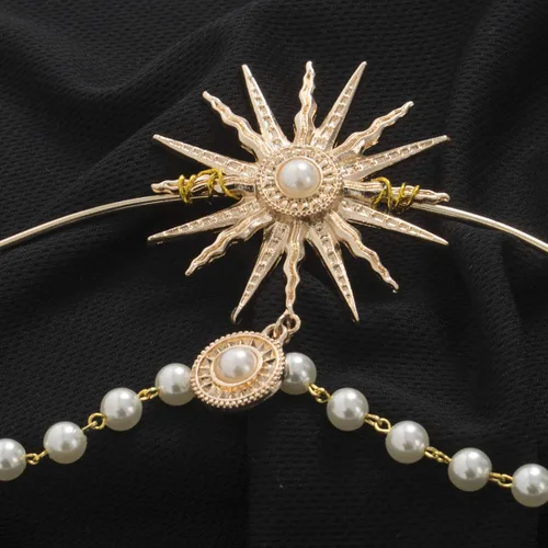 Vista 6 de BLESSUME - Diadema de diosa, corona con halo de María, disfraz de Halloween para mujer, tocado de diosa