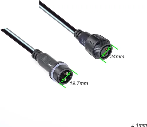 Vista 4 de Conector LED impermeable de 2 pines con conector macho hembra de 2 cables pesados, con cable de extensión pesado de 12 AWG de 25CM IP68, para barco