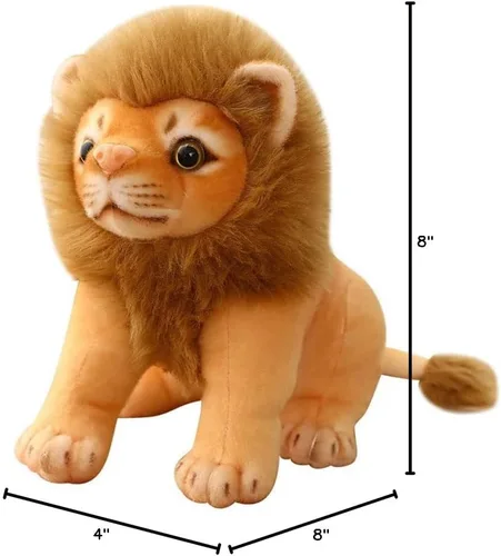 Vista 10 de Juguete de peluche de león, león de peluche dorado, animales de simulación de felpa de 11 pulgadas, regalos realistas de león de peluche para niños