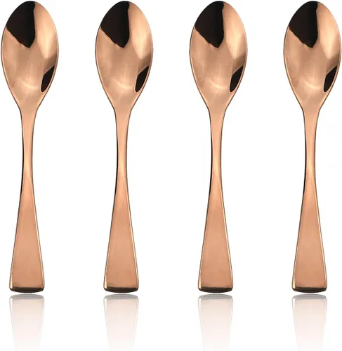Vista 6 de Juego de cubiertos de 4 tenedores de postre de cobre, tenedores de ensalada de acero inoxidable 304 oro rosa, 7.48 pulgadas