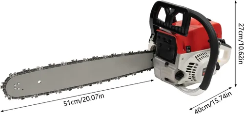 Vista 2 de Motosierras de gas de 20 pulgadas, engrasador automático de cadena de 52 cc y 2 tiempos, sistema antivibraciones, motosierra de gasolina de corte