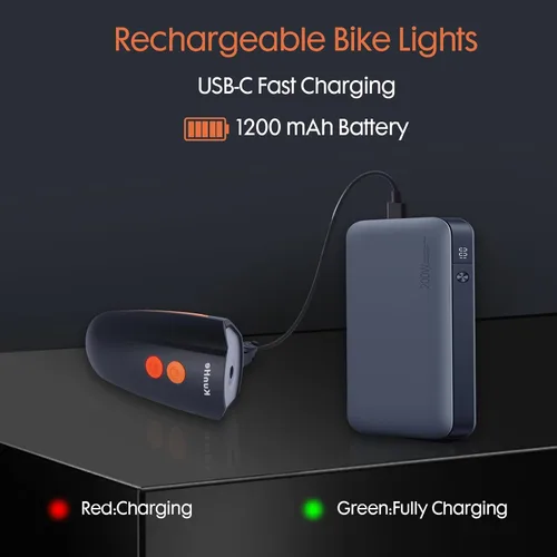 Vista 5 de Kunhe Rechargeable Bicycle Front and Rear Lights with Horn 1200mah Battery 120dB Bicycle Bell 150 lumens 3 Light Modes 5 Horn Modes Suitable for