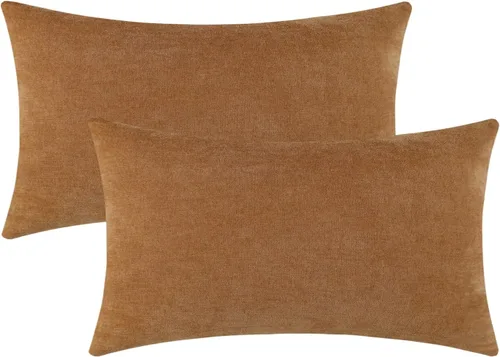Vista 38 de Jeneoo - Fundas de almohada decorativas rojas brillantes de chenilla suave, fundas de cojín cómodas y sólidas para sofá de sala de estar