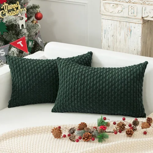 Vista 71 de Kevin Textile - Juego de 2 fundas de almohada de pana suave de 16 x 16 pulgadas, color verde aguamarina Fundas de almohada decorativas de pana