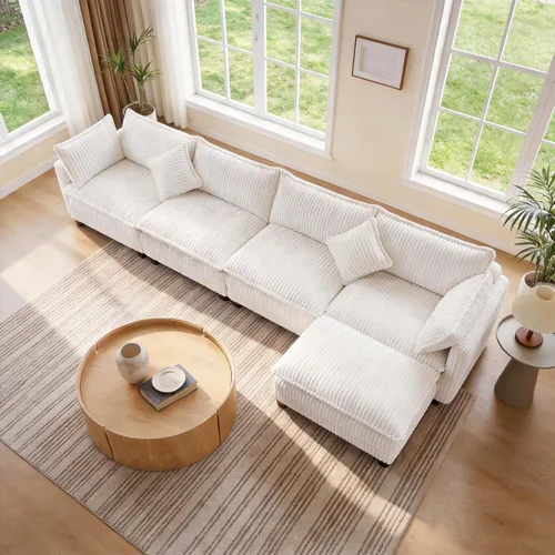 Vista 33 de Vesgantti Sofá de nube de 74 pulgadas para sala de estar, sofá modular de 2 plazas, sofá modular de pana de doble cojín, sofás pequeños de pana