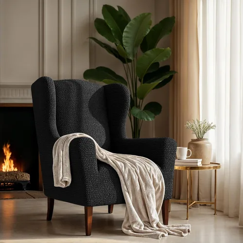 Vista 2 de PAULATO BY GA.I.CO. Funda elástica para silla con respaldo de ala, 1 pieza, funda de sillón bielástica con respaldo de ala, protector de muebles