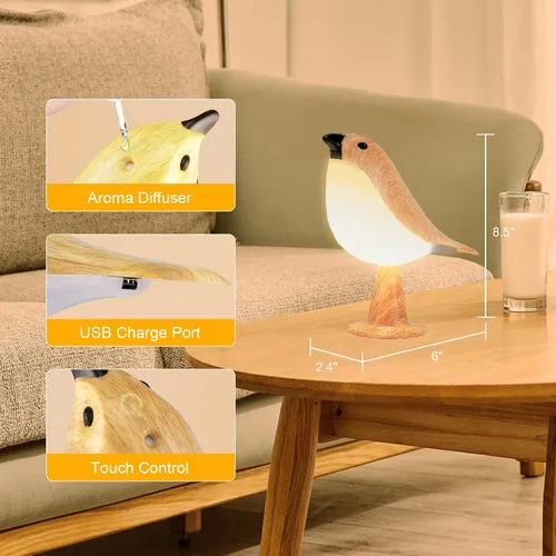 Vista 6 de Deogos Paquete de 2 Lámparas de Mesa Lindas con Forma de Pájaro, Control Táctil/Brillo Regulable/3 Temperaturas de Color/Lámpara de Escritorio