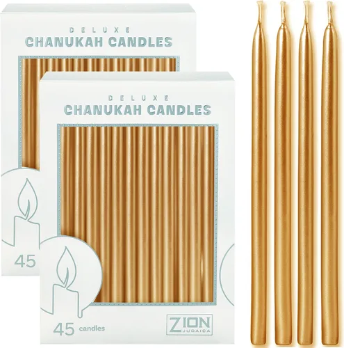 Vista 8 de Juego de 45 velas metálicas de Hanukkah metálicas de alta calidad, sin goteo, juego de 45 velas decorativas de Janucá para menorás estándar, Dreidel