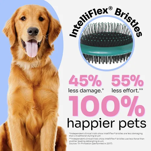 Vista 4 de Wet Brush Ultimate Cepillo desenredante de doble cara, cerdas IntelliFlex ultra suaves, elimina el pelo suelto y la suciedad para perros, gatos