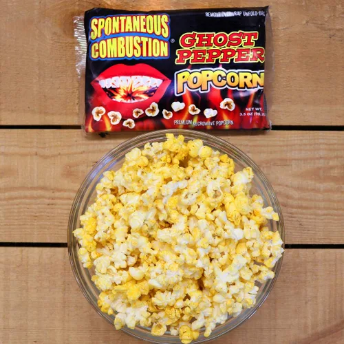 Vista 5 de Spontaneous Combustion Bolsas de palomitas de maíz para microondas Ghost Pepper – 1 paquete – Palomitas de maíz gourmet picantes – Palomitas de maíz