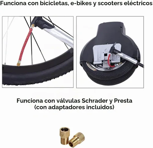 Vista 3 de Manguera de extensión de inflador de bomba de aire para bicicleta de carretera MTB, válvula Schrader, alta presión, 16.5CM, 2 unids/set
