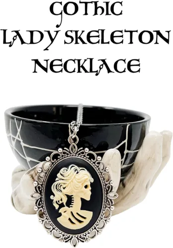 Vista 3 de UMBRELLALABORATORY Lolita gótica accesorios de vestido pirata collar de calavera de azúcar o pendientes joyería gótica Día de los muertos colgante