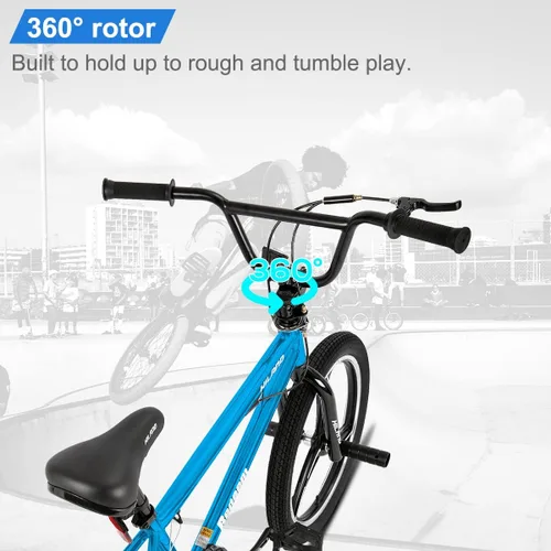 Vista 3 de Hiland - Bicicleta BMX de 20 pulgadas para niños y niñas de 5 a 12 años, giro de 360 grados, 4 clavijas, bicicleta BMX de una velocidad para niños