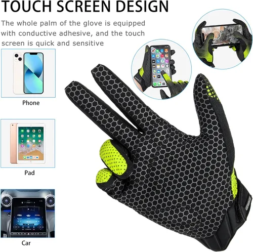 Vista 4 de Guantes de ciclismo para hombres y mujeres, guantes de ciclismo con pantalla táctil, guantes de ciclismo para bicicleta de montaña, para fitness