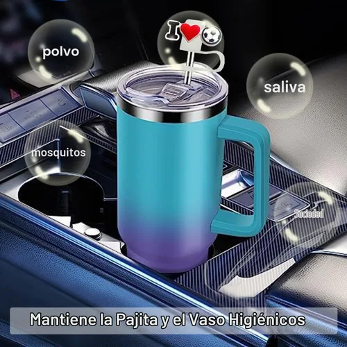 Vista 2 de 10 tapas de popote para vaso Stanley Cup de 30 y 40 onzas, de 0.394 in, reutilizables, de silicona, para copas Stanley, accesorios para vasos Soccer