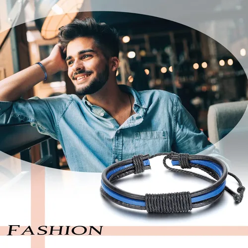 Vista 7 de Pulsera de cuerda trenzada hecha a mano para hombre y mujer, estilo vintage, para cumpleaños, Navidad