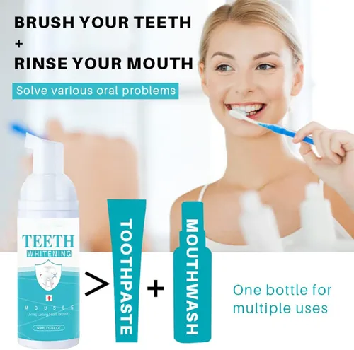 Vista 5 de Mousse blanqueador de dientes – Espuma refrescante de limpieza profunda para el aliento Pasta de dientes Natural Agua de lavado bucal Espuma
