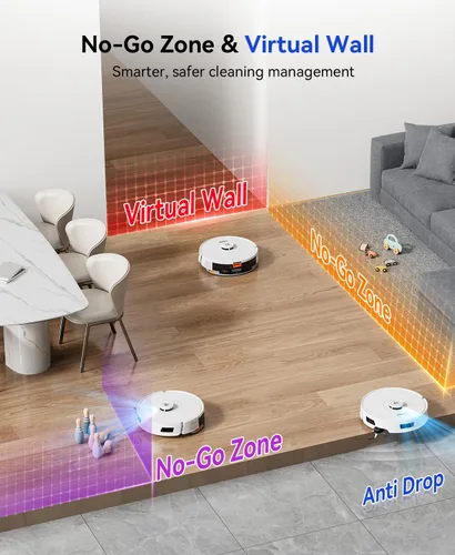 Vista 8 de Robot aspirador 20,000 Pa Robot aspirador y trapeador, robot de vacío de 90 días de autovaciado, navegación Lidar, robot aspirador de aplicación