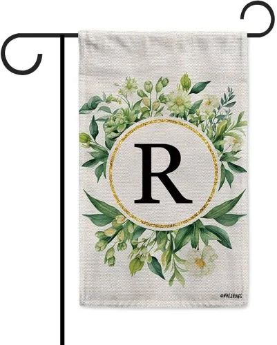Vista 42 de Monogram Initial Letter P House Flag Flower Wreath Simple Style Letter Flag 28x40 Inch Vertical Double Sided for Outdoor Yard Decor