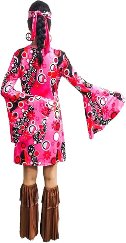 Vista 5 de ATAMET Disfraz hippie de los años 60 y 70 para mujer ropa hippy vestido de discoteca para adultos disfraz de fiesta de los años 70