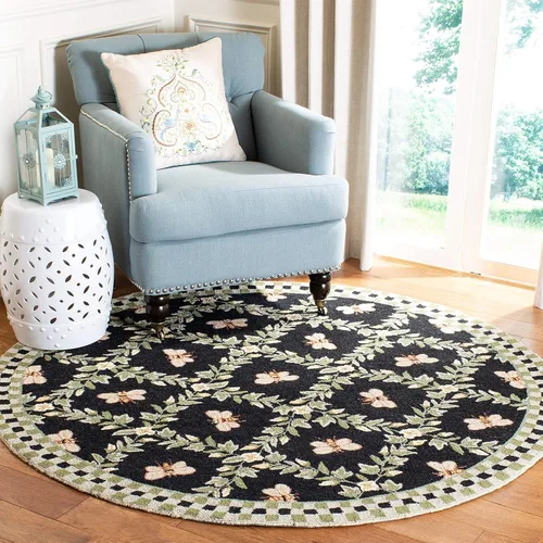 Vista 12 de SAFAVIEH Chelsea Collection - Alfombra decorativa de 1 pies 8 pulgadas x 2 pies 6 pulgadas, color negro, lana de campo francesa enganchada a mano