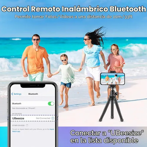 Vista 4 de UBeesize Trípode para teléfono, UBeesize Trípode para teléfono de 30 cm flexible con soporte para teléfono celular y obturador remoto inalámbrico