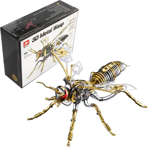Vista 14 de Rompecabezas de metal 3D para adultos, kits de modelo de avispa mecánica, bloques de construcción, avispón gigante del norte, montaje difícil