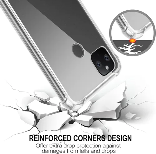 Vista 5 de Funda para Google Pixel 5a (no compatible con Pixel 5), transparente y bonita funda delgada de poliuretano termoplástico reforzado, parte trasera