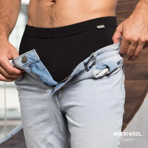 Vista 6 de MERIWOOL Capa base para hombre, 100% lana merina, peso pesado, 14.11oz, pantalones térmicos