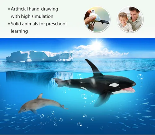 Vista 4 de Volnau Figuras de juguetes de criaturas marinas, 8 piezas de figuras de animales del océano de la Antártida para niños pequeños, decoración
