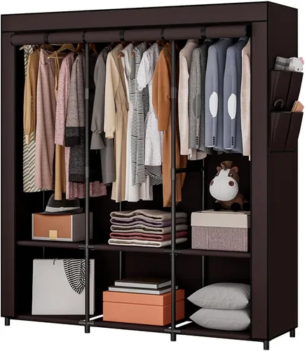 Vista 12 de SORCEDAS Portable Closet Wardrobe Organizer Storage with Cover Non-Woben Fabric Portable Wardrobe Closet for Hanging Clothes Racks Shelving 33 Inch
