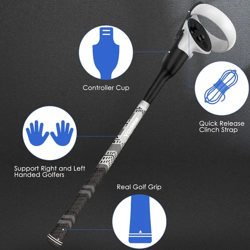 Vista 3 de VR Golf Club Handle Accessories Compatible with Oculus Meta Quest 2 Virtual Reality Baseball Controller Attachment Simulator Real Golf Game Bat