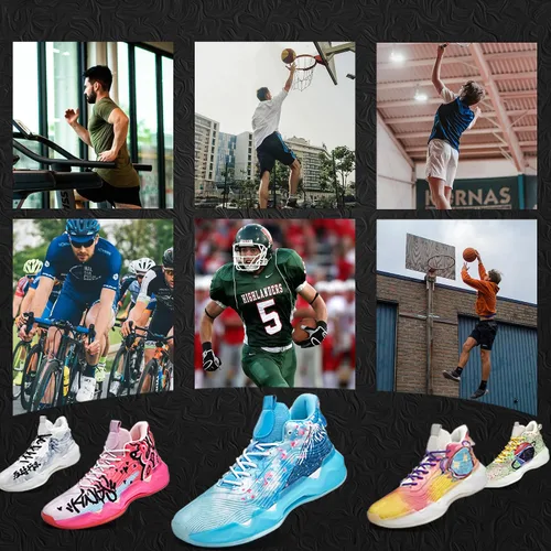 Vista 6 de Promenie Zapatos de baloncesto de caña alta para hombre, inspirados en graffiti, calzado deportivo con soporte superior, diseño antideslizante