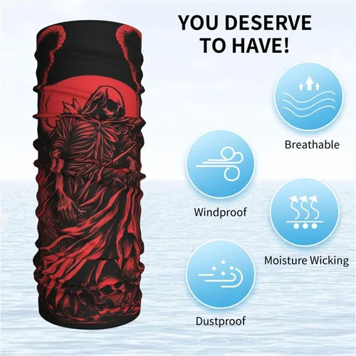 Vista 5 de HERRECX grim reaper skull angel demon skeleton red Neck Gaiter Face Cover Scarf Balaclava Bandana for Women Men Gaiter Mask for Motorcycle Cycling