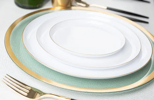 Vista 3 de PARTY BARGAINS Platos de plástico desechables de 6.3 pulgadas, platos de postre resistentes para bodas, fiestas, catering, eventos, elegantes platos