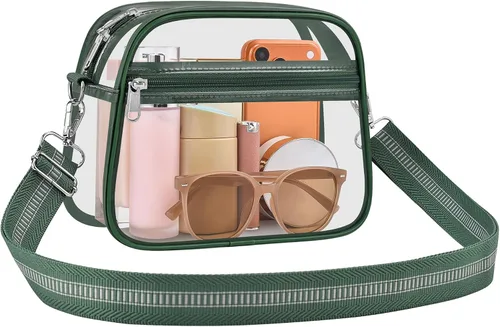 Vista 23 de Bolsa transparente para eventos de estadio, bolsa transparente para mujer, bolsa cruzada, correa de hombro ajustable para conciertos, deportes