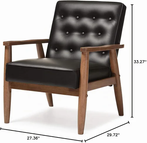 Vista 3 de Silla lounge Sorrento de Baxton Studio, Madera, Negro