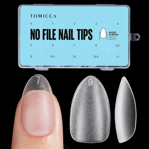 Vista 14 de TOMICCA Puntas de uñas extra cortas en forma de ataúd, 240 piezas de uñas postizas acrílicas de cobertura completa para manicura con extensión, 15
