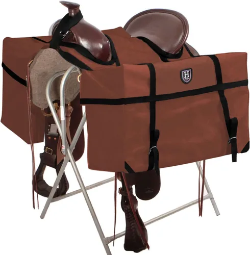 Vista 5 de Harrison Howard Robusto seguro versátil sobre la bocina contorneado sin rebote diseño alforja alforja bolsas portador Western Saddle Bag Negro