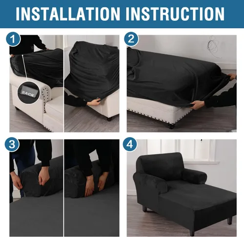 Vista 7 de H.VERSAILTEX Funda de Chaise Lounge de Terciopelo de Alta Elasticidad Funda de Silla Chaise para Sala de Estar Fundas Suaves para Chaise con Brazos