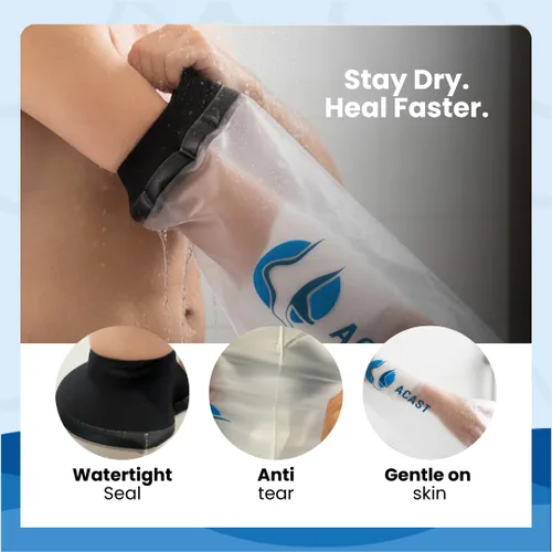 Vista 6 de ACAST Funda impermeable para brazo para ducha Protector de yeso reutilizable para muñeca, codo y dedos Sello seguro sin fugas Protección fácil