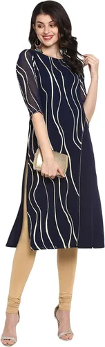 Vista 3 de Janasya Indian - Kurta de poli crepé para mujer