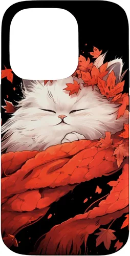 Vista 17 de Persian Cat Kitten Autumn Fall Leaves Thanksgiving Case for iPhone 16