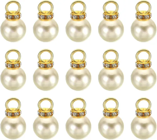 Vista 16 de PATIKIL 100 cuentas de perlas de perlas de imitación con diamantes de imitación DIY para hacer joyas, pulseras y aretes Plateado blanco