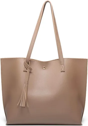 Vista 33 de Dreubea - Bolsa de hombro y de mano de piel sintética suave para mujer, con borla, de gran capacidad